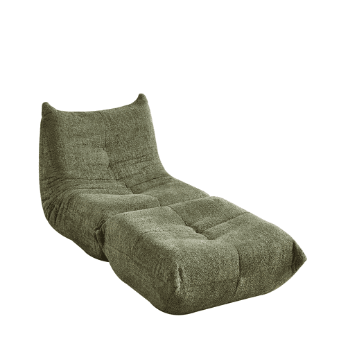Sofá Togo de chão - Chenille, apoio para os pés, poltrona sem braços, espuma viscoelástica - Verde Sofá Togo de chão - Chenille, apoio para os pés, poltrona sem braços, espuma viscoelástica - Verde