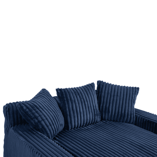 Sofá-cama individual - tipo chão, estilo nuvem com 3 almofadas - azul marinho