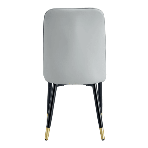 Cadeira de jantar 2 unidades - moderna, encosto em PU e pernas metálicas - Cinza claro + Preto