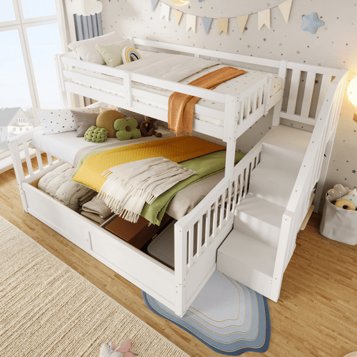 Beliche 90x200+140x200 - hidráulico com escada e arrumação - branco