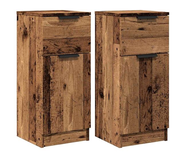 Aparador - muebles de almacenamiento 2 uds madera ingeniería madera envejecida 30x30x70cm es5235