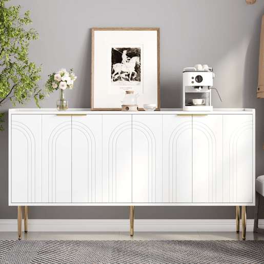 Aparador 140x38x75 cm - moderno com espaço de armazenamento - branco Aparador 140x38x75 cm - moderno com espaço de armazenamento - branco