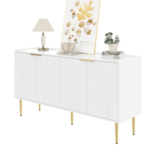 Aparador 140x38x75 cm - moderno com espaço de armazenamento - branco Aparador 140x38x75 cm - moderno com espaço de armazenamento - branco
