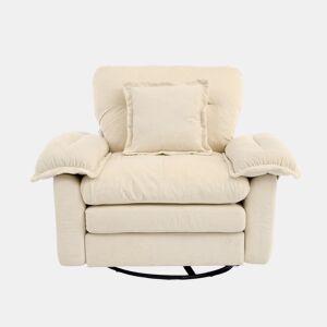 Poltrona giratória de chenille para 1 pessoa - Oversized com almofada de apoio, confortável - Bege