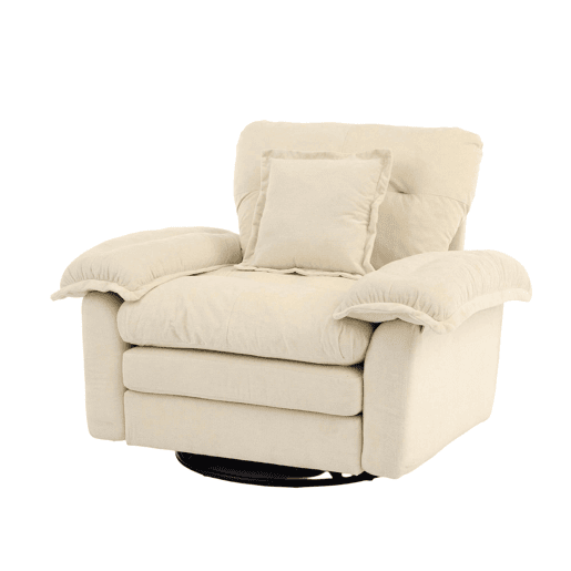 Poltrona giratória de chenille para 1 pessoa - Oversized com almofada de apoio, confortável - Bege