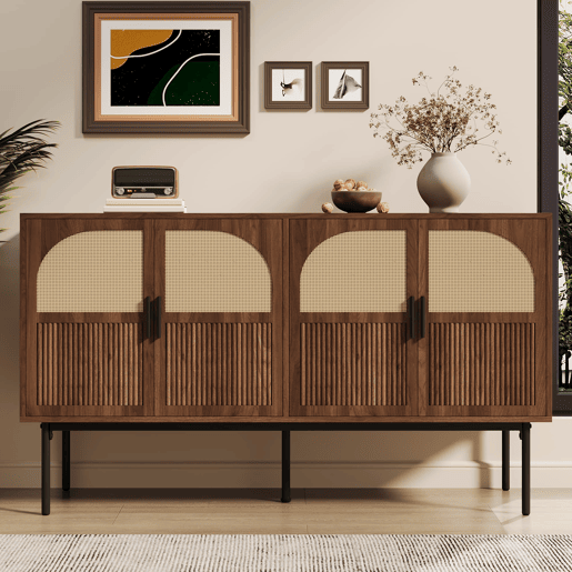 Aparador 140x40x80 cm - Moderno e simples, amplo espaço de armazenamento - Natural