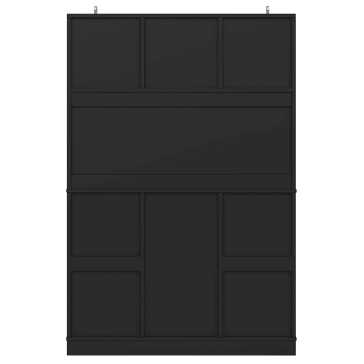Aparador de cozinha com 4 portas - Prateleiras ajustáveis, vinoteca, 2 gavetas - Preto