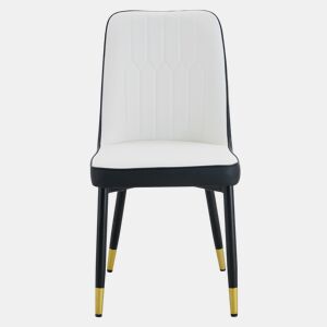 Cadeiras de sala de jantar 2 unidades - design moderno PU com encosto - preto e branco