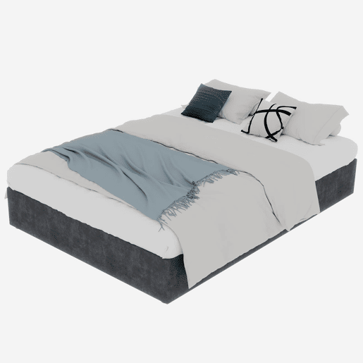 Cama minimalista moderna 160x200 - Elevador, veludo holandês - Cinza