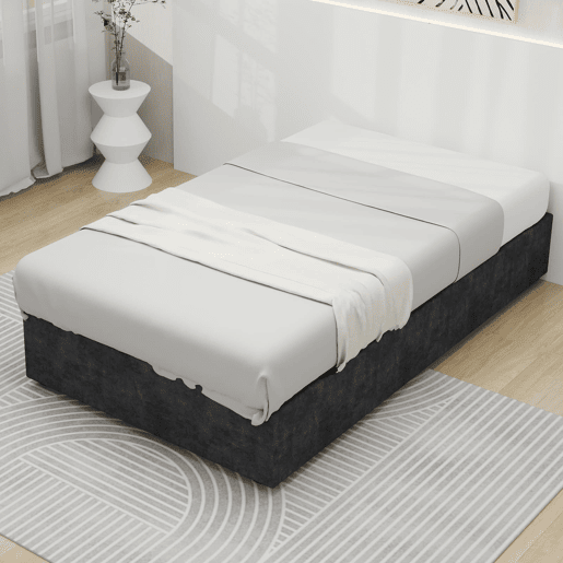 Cama moderna 90x200 - Estilo simples, elevador a gás, veludo holandês - Cinza