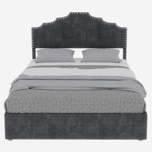 Cama estofada 160x200 - cabeceira macia e canapé rebatível com pistão - cinzento