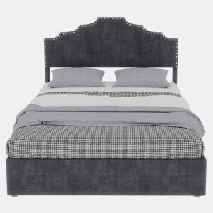 Cama estofada 160x200 - cabeceira macia e canapé rebatível com pistão - cinzento