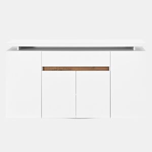Aparador 140x40x80 cm - 1 gaveta, 4 portas, LED, sala, corredor ou cozinha - Branco