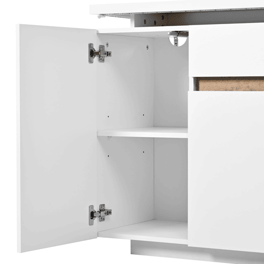 Aparador 140x40x80 cm - 1 gaveta, 4 portas, LED, sala, corredor ou cozinha - Branco
