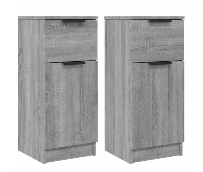 Aparador - muebles de almacenamiento 2 uds madera contrachapada gris sonoma 30x30x70 cm es5135