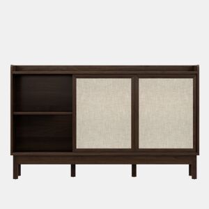 Aparador 120 cm - Portas de correr e gaveta dupla, armazenamento multifuncional - Natural