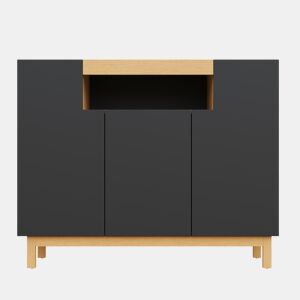 Aparador 120 cm - 3 portas, armazenamento multifuncional para sala de estar e sala de jantar - Preto