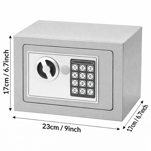 Cofre Segurança 4,5L Digital Nyana | Fechadura Electrónica + Chaves | Montagem Parede