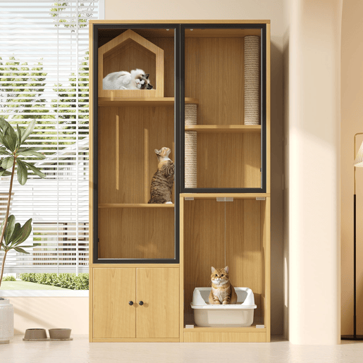 Gaiola para gatos 90x50x160 cm - quatro andares, resistente ao inverno, com poste para arranhar - cor bordo