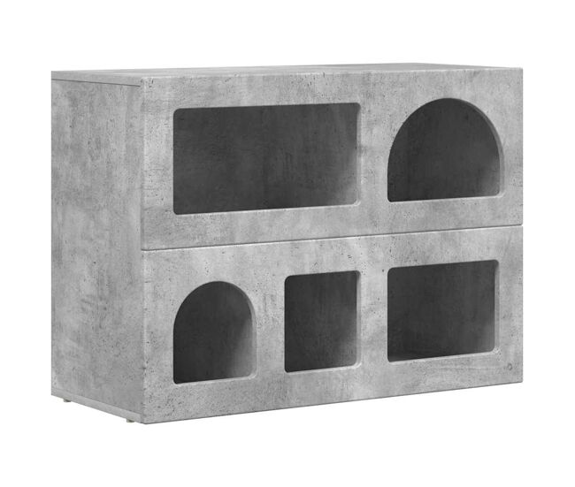 Aparador - mueble de almacenamiento gris concreto 80.5 x 35 x 59 cm madera de ingeniería es4062