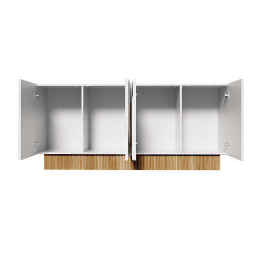 Aparador 160x75x38 - 4 portas, grande capacidade de armazenamento, estrutura em U - Branco e madeira