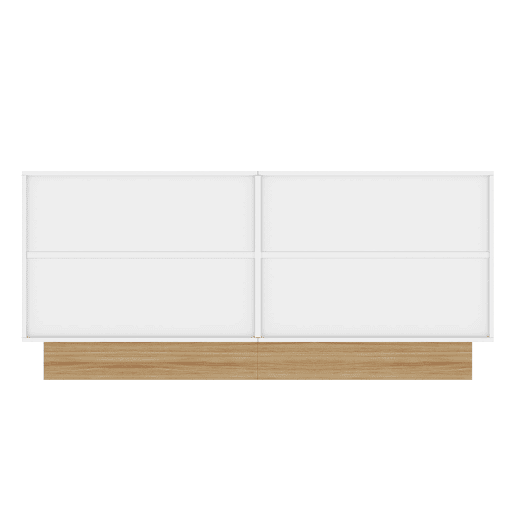 Aparador 160x75x38 - 4 portas, grande capacidade de armazenamento, estrutura em U - Branco e madeira