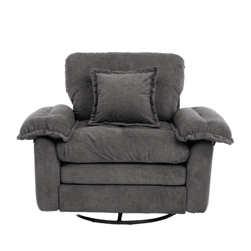 Poltrona individual Chenilla 360° - Giratória oversized com almofada de apoio - Cinza