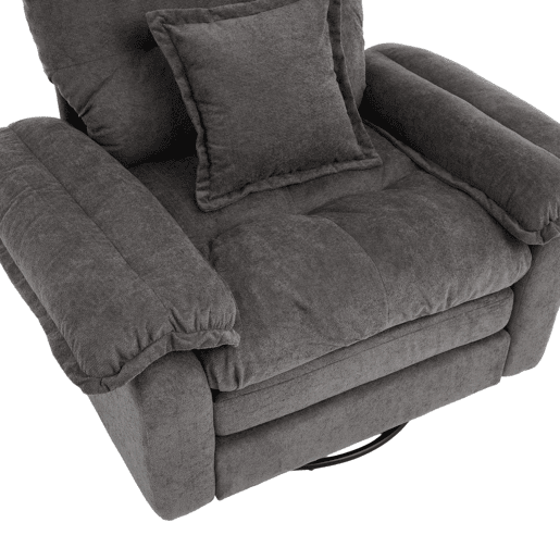 Poltrona individual Chenilla 360° - Giratória oversized com almofada de apoio - Cinza