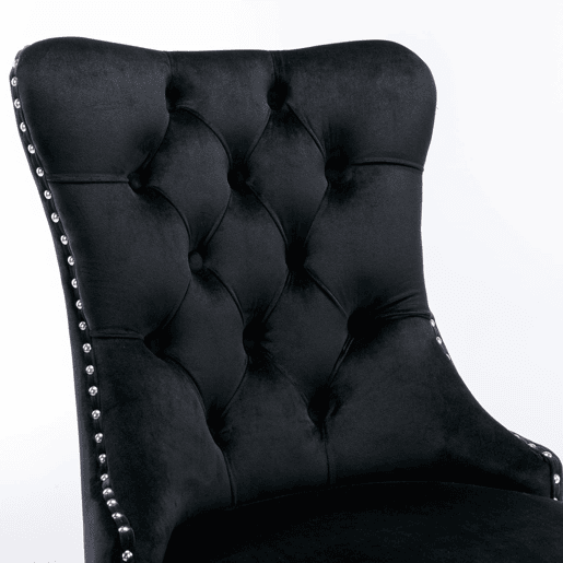 Cadeira de sala de jantar 2 unidades - Moderna, estofada em veludo com pernas cromadas - Preto e cromado