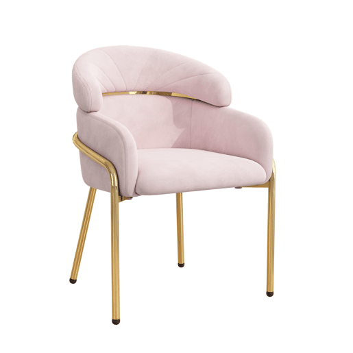 Cadeira de sala de jantar 2 unidades - design luxuoso e leve, sala de estar e quarto, pernas metálicas, veludo rosa