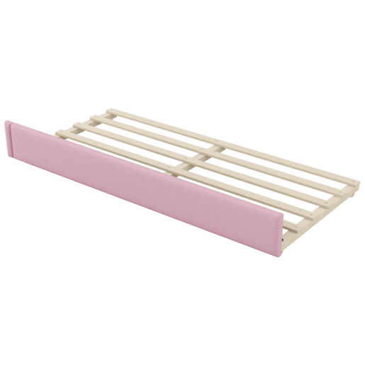 Cama de dia 90x200 - Estofada com USB, LED, cama extraível e secretária - Rosa
