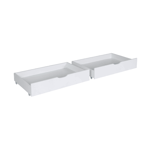Gaveta de cama infantil Roya em madeira de pinho, set de 2 Branco - 95x60x20 cm Gaveta de cama infantil Roya em madeira de pinho, set de 2 Branco - 95x60x20 cm