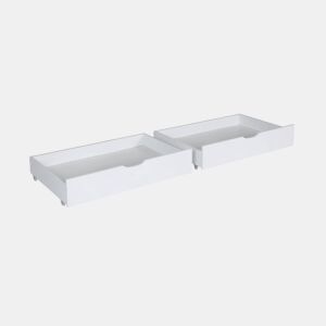Gaveta de cama infantil Roya em madeira de pinho, set de 2 Branco - 95x60x20 cm
