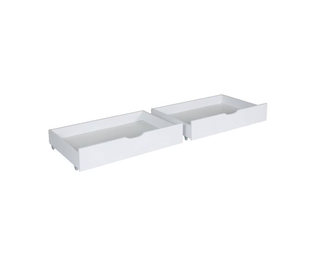 Cajón cama infantil madera de pino, set de 2 blanco - 95x60x20 cm