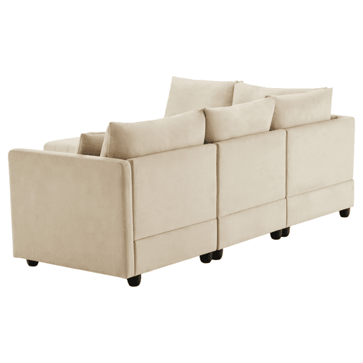 Sofá modular de 5 lugares - Conversível com otomano, LU, para sala de estar - Bege