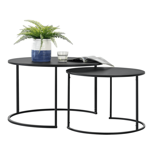 Mesa de centro Korenica com 2 mesas de centro em ferro de diferentes tamanhos - Preto en.casa