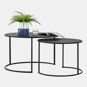 Mesa de centro Korenica com 2 mesas de centro em ferro de diferentes tamanhos - Preto en.casa