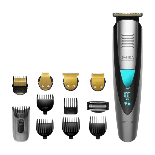 Cecotec Máquina de barbear Multigrooming 5 em 1 waterproof com bateria de lítio, lâminas com revestimento de titânio. Cecotec Máquina de barbear Multigrooming 5 em 1 waterproof com bateria de lítio, lâminas com revestimento de titânio.