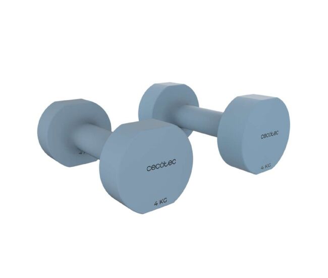 Cecotec conjunto de 2 mancuernas de 4 kg cada una, drumfit 400 doubleneo, recubrimiento de neopreno