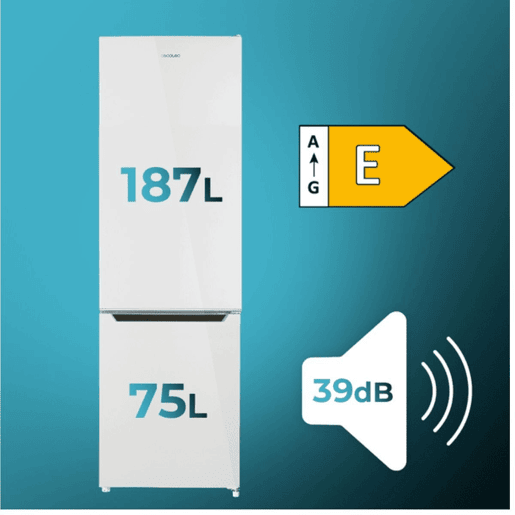 Cecotec FrigorÃfico combi estático branco com e capacidade de 262 l, classe E. Cecotec FrigorÃfico combi estático branco com e capacidade de 262 l, classe E.