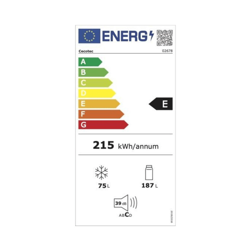 Cecotec FrigorÃfico combi estático branco com e capacidade de 262 l, classe E. Cecotec FrigorÃfico combi estático branco com e capacidade de 262 l, classe E.