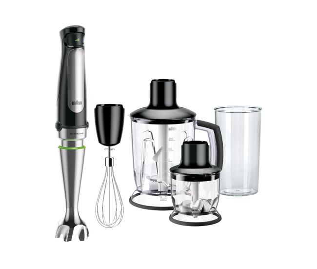 Batidora de mano braun mq7045x 1000w cuchilla acero con accesorios negro
