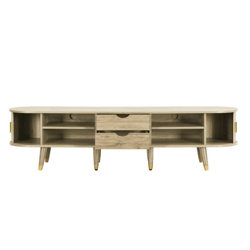 Móvel de TV baixo - com portas de correr, suporte para TV, design exclusivo - Madeira