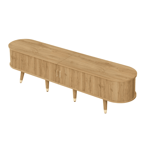 Móvel de TV 160x40 cm - com portas de correr, suporte para TV, design exclusivo - Natural