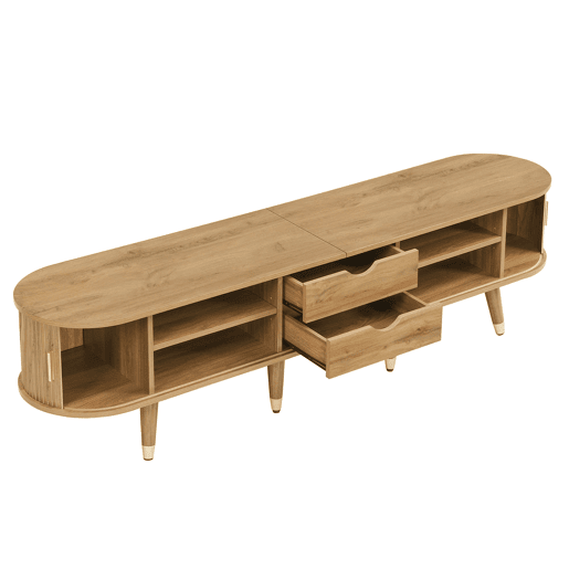 Móvel de TV 160x40 cm - com portas de correr, suporte para TV, design exclusivo - Natural