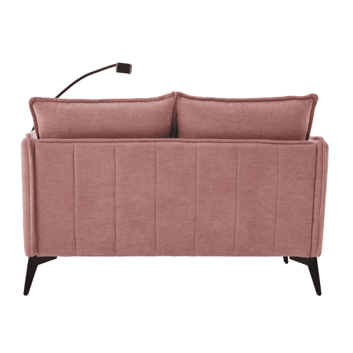 Sofá pequeno de 2 lugares - com arrumação, bolso lateral e suporte móvel ajustável - Rosa