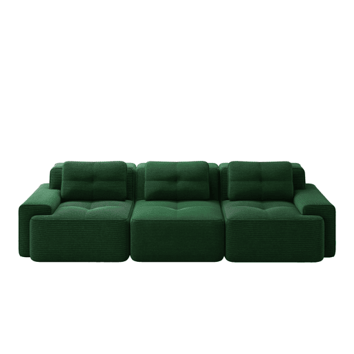 Sofá modular de 3 lugares - Cloud, profundo e confortável, sem montagem - Verde