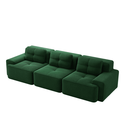 Sofá modular de 3 lugares - Cloud, profundo e confortável, sem montagem - Verde