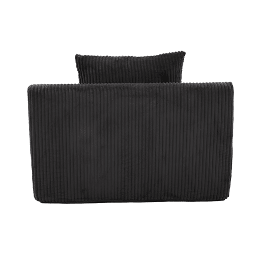 Poltrona grande - com apoio para os pés, bolsos laterais e almofada, estofada em veludo - Cinza escuro