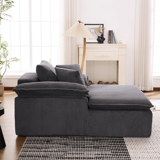 Sofá reclinável 46 cm - design interior, sem estrutura, braços largos, cinzento